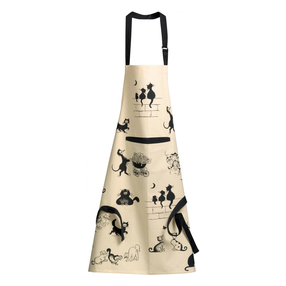 Tablier de cuisine imprimé  3 chats en coton beige 72 x 85 cm