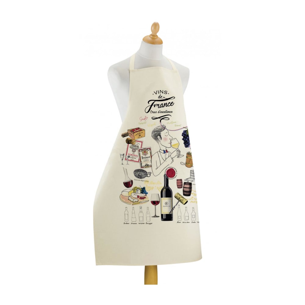 Grand Tablier de cuisine Crus d'excellence en coton ecru 72 x 96 cm - Maisons du Monde