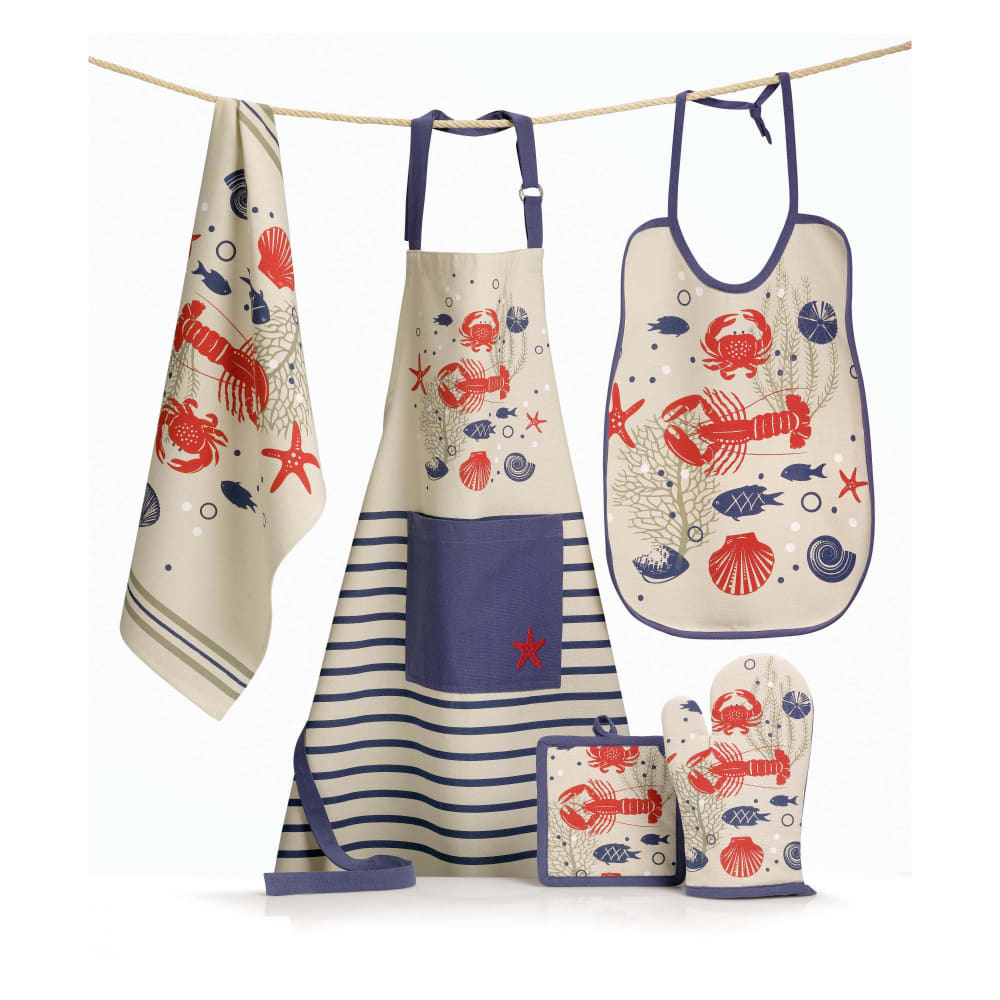 Bavoir crustacés en coton ficelle 40 x 55 cm - Maisons du Monde