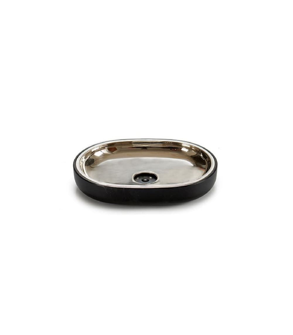 Porte savon en inox et plastique noir