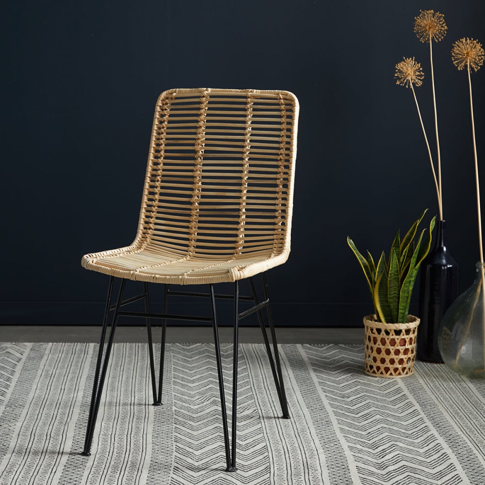 BERAH GETAH Rattanstuhl und Metallbeine style exotic Beige Rattan