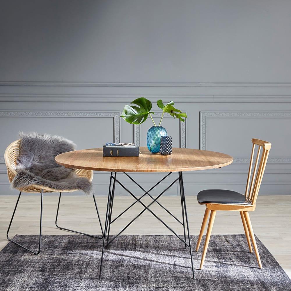 BERAH GETAH Runder Tisch mind. 4 Personen style industrial Beige Holz