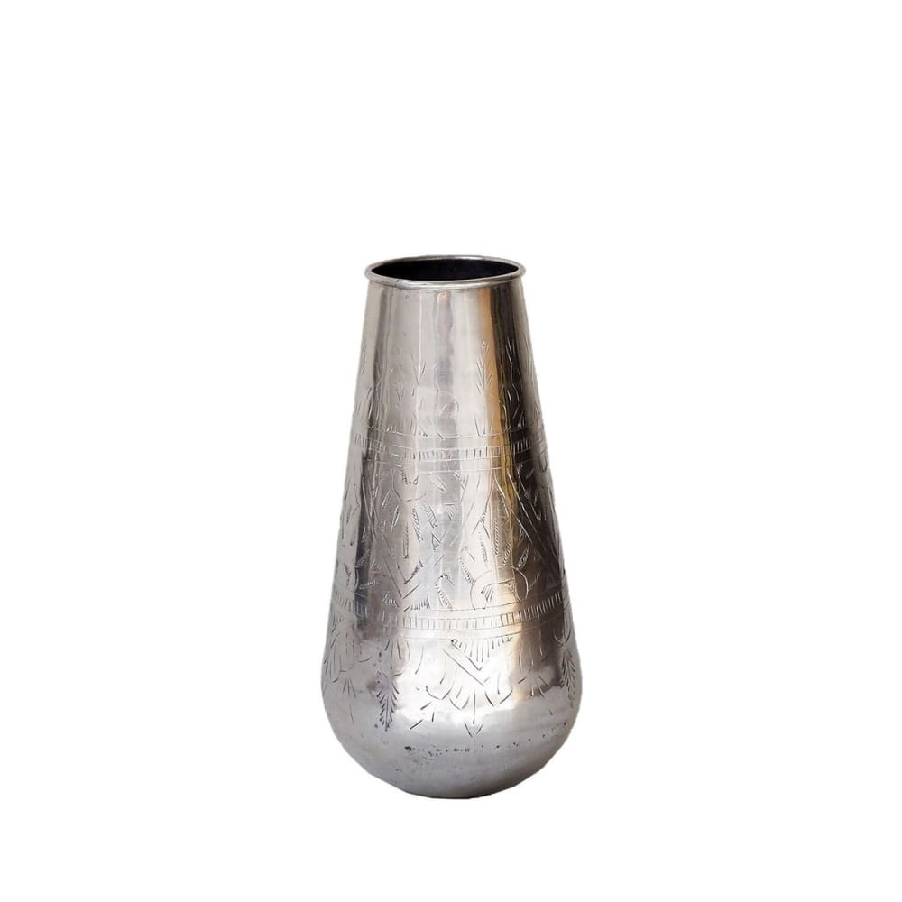 Vase cylindrique en aluminium argenté h33 cm