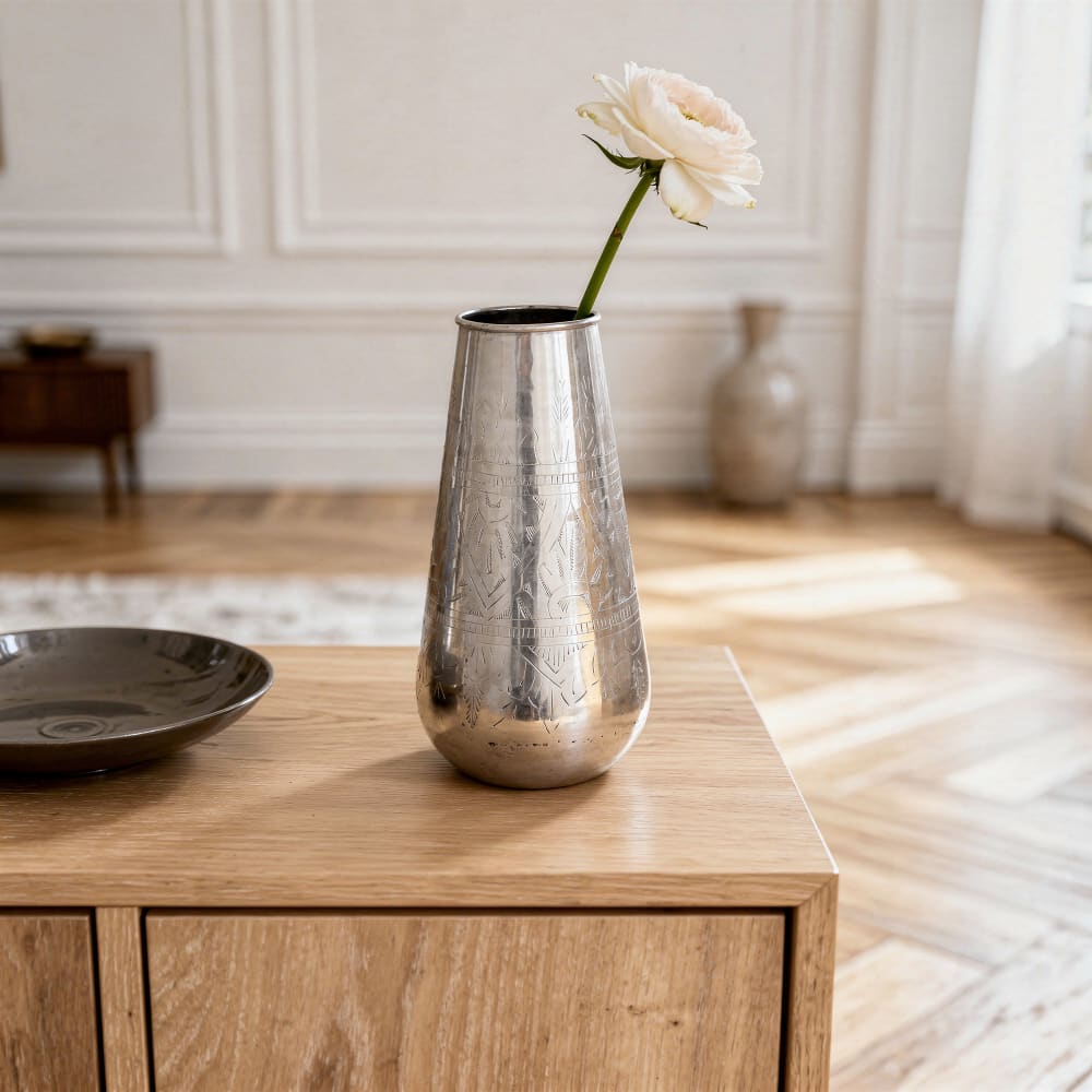 Jarrón cilíndrico de aluminio plateado h33 cm - Maisons du Monde