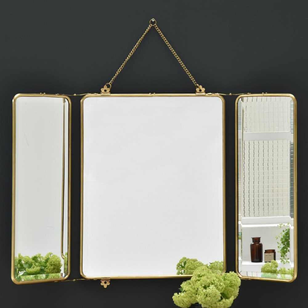 Miroir de barbier 3 faces or 56x87