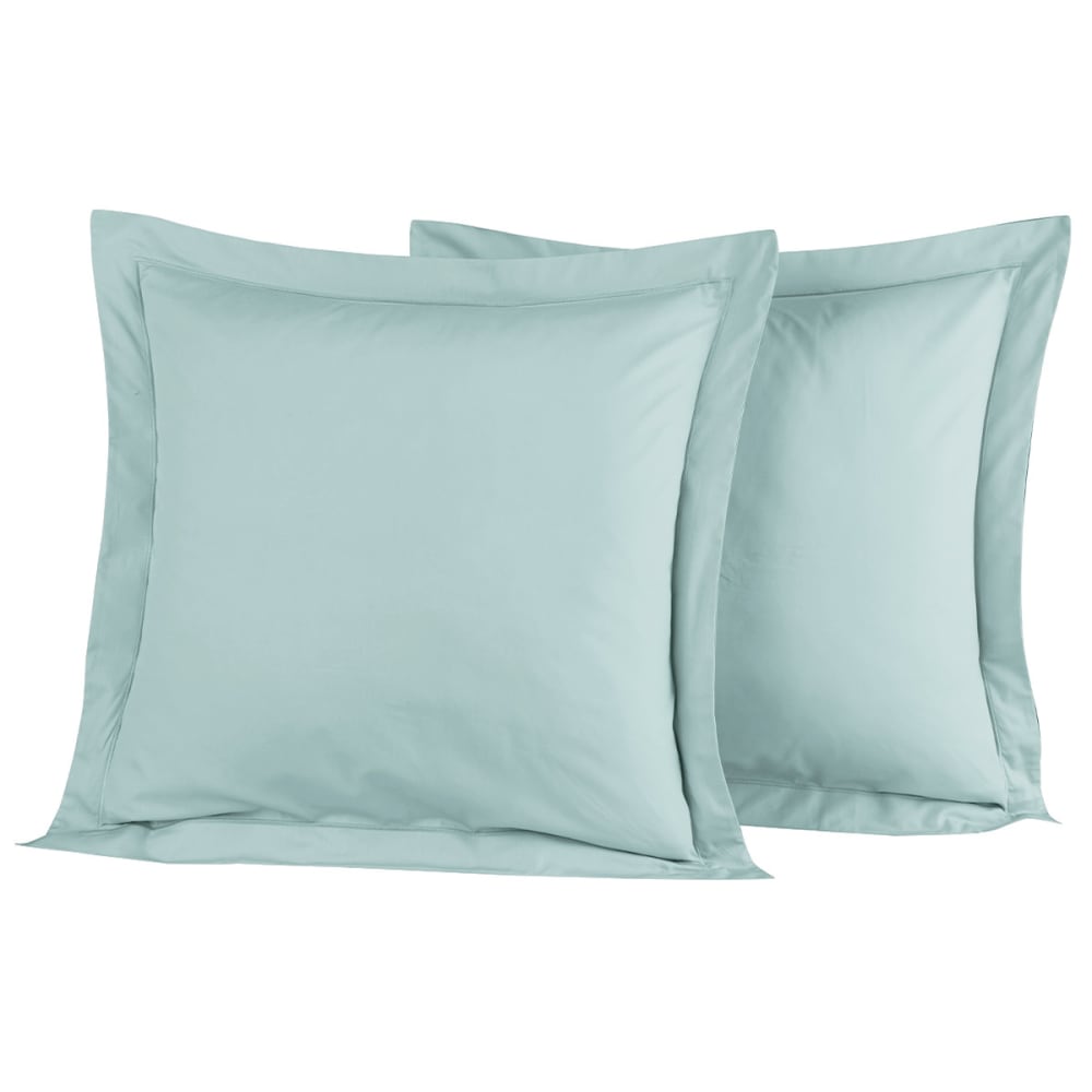 Lot de 2 taies d'oreiller en percale de coton bleu arctic 65x65 cm