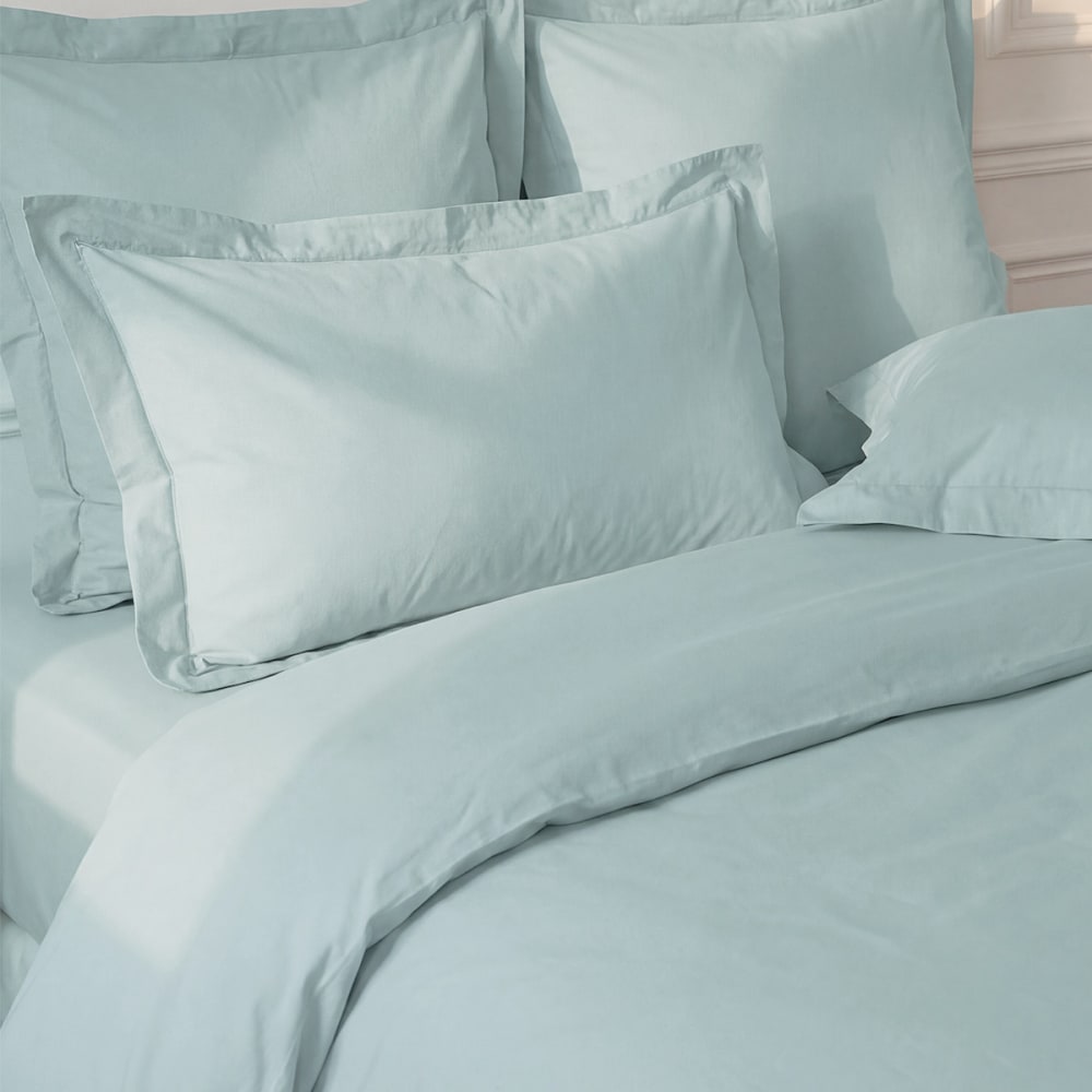 Lot de 2 taies d'oreiller en percale de coton bleu arctic 65x65 cm - Maisons du Monde