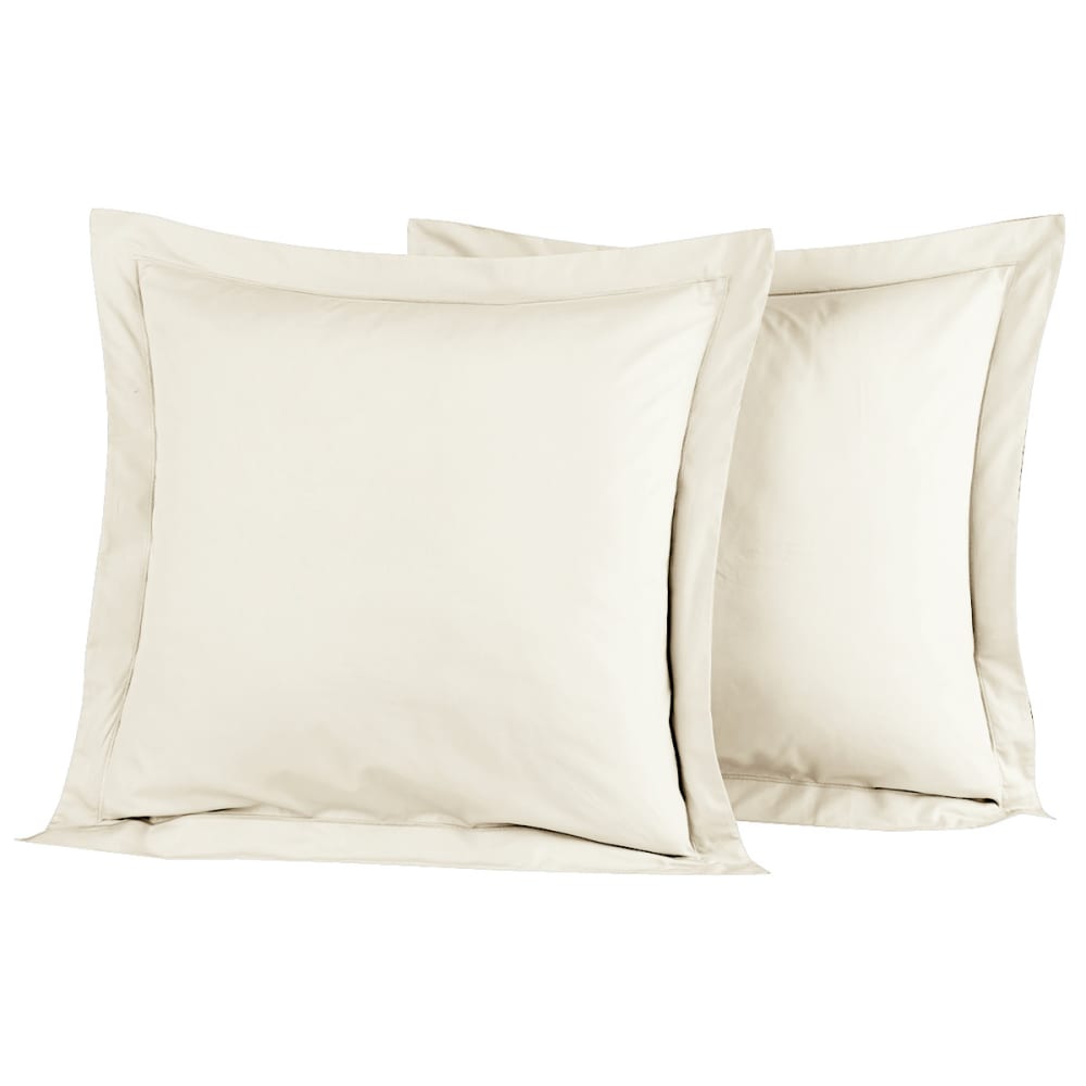 Lot de 2 taies d'oreiller en percale de coton ecru 65x65 cm