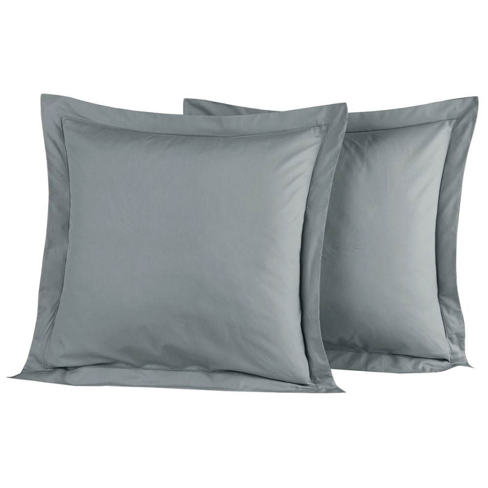 Lot de 2 taies d'oreiller en percale de coton galet 65x65 cm