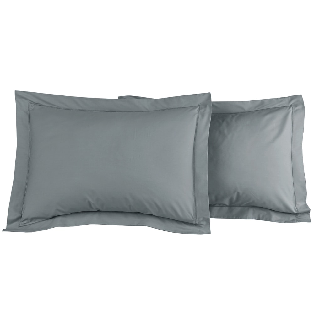 Lot de 2 taies d'oreiller en percale de coton galet 50x70 cm