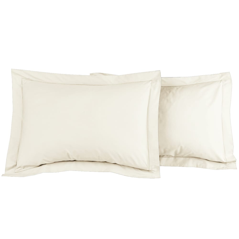 Lot de 2 taies d'oreiller en percale de coton ecru 50x70 cm