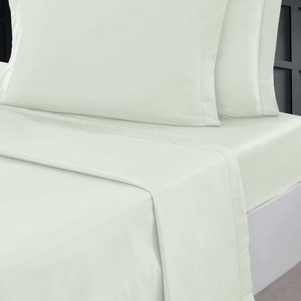 Drap plat en percale de coton  ecru 270x300 cm