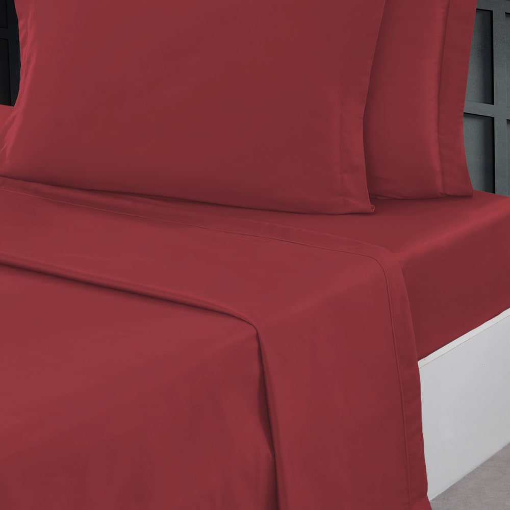 Drap plat en percale de coton  cardinal 180x290 cm