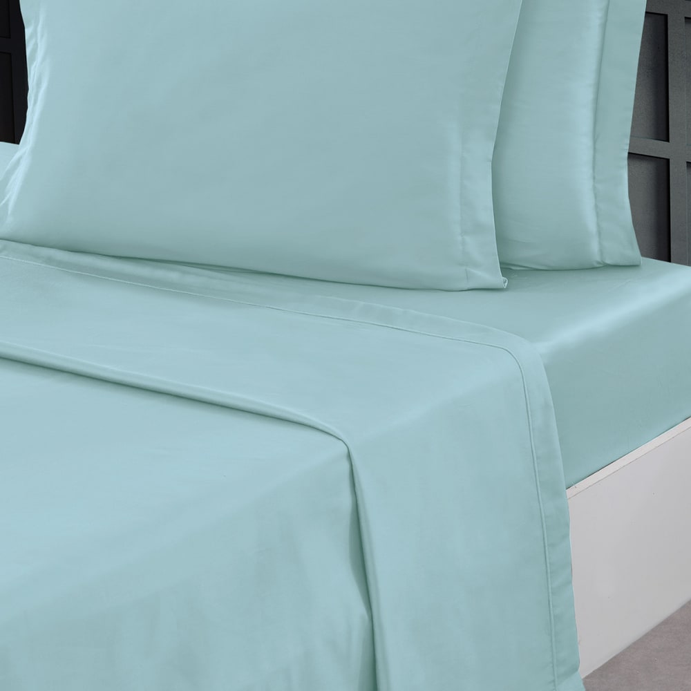 SENSEI MAISON Ddrap plat en percale de coton bleu arctic 180x290 cm