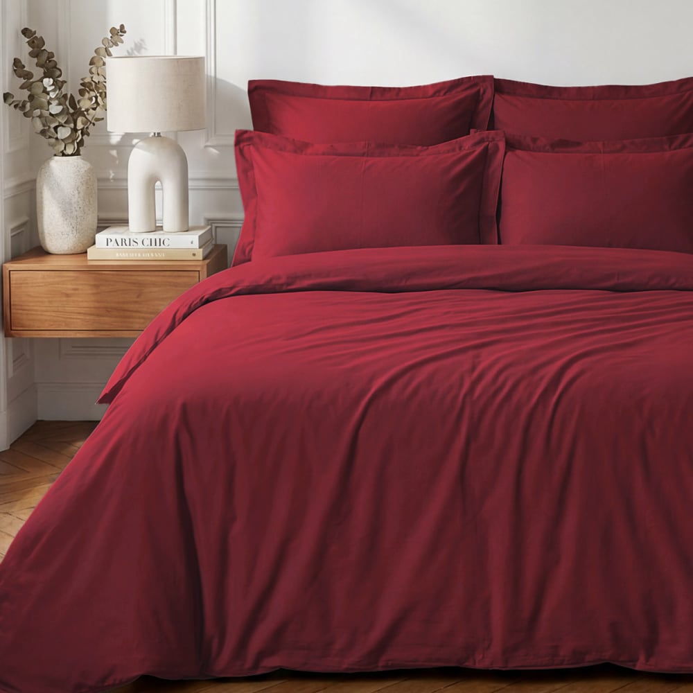 Housse de couette en percale coton  cardinal 240x220 cm
