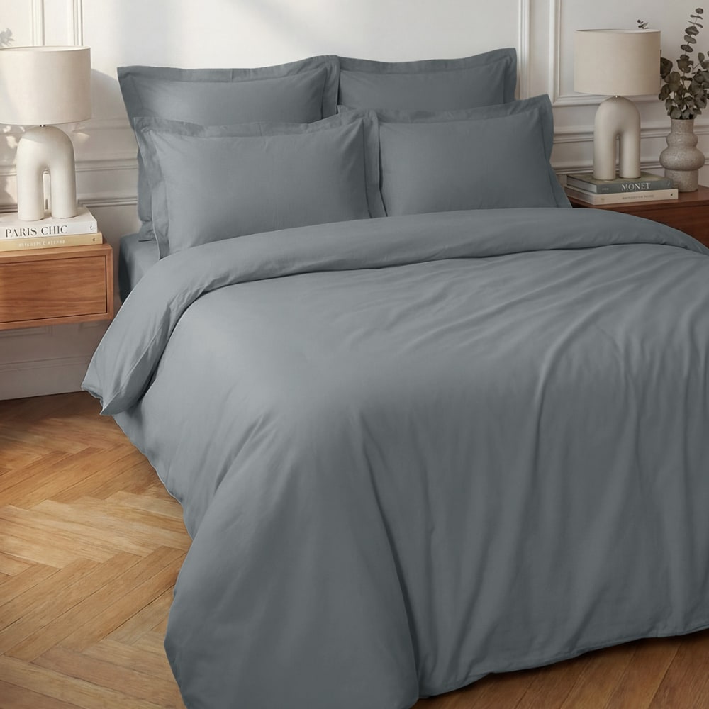 Housse de couette en percale coton  galet 140x200 cm