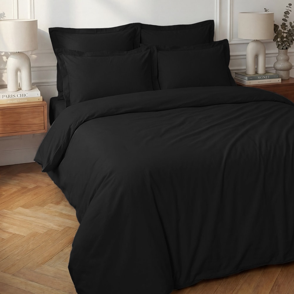 Hhousse de couette en - coton noir