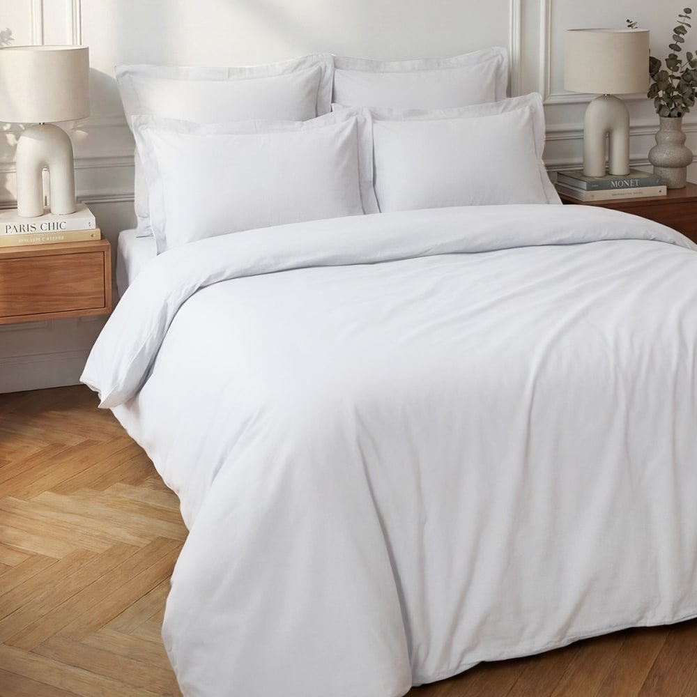 Housse de couette en percale coton  blanc 200x200 cm