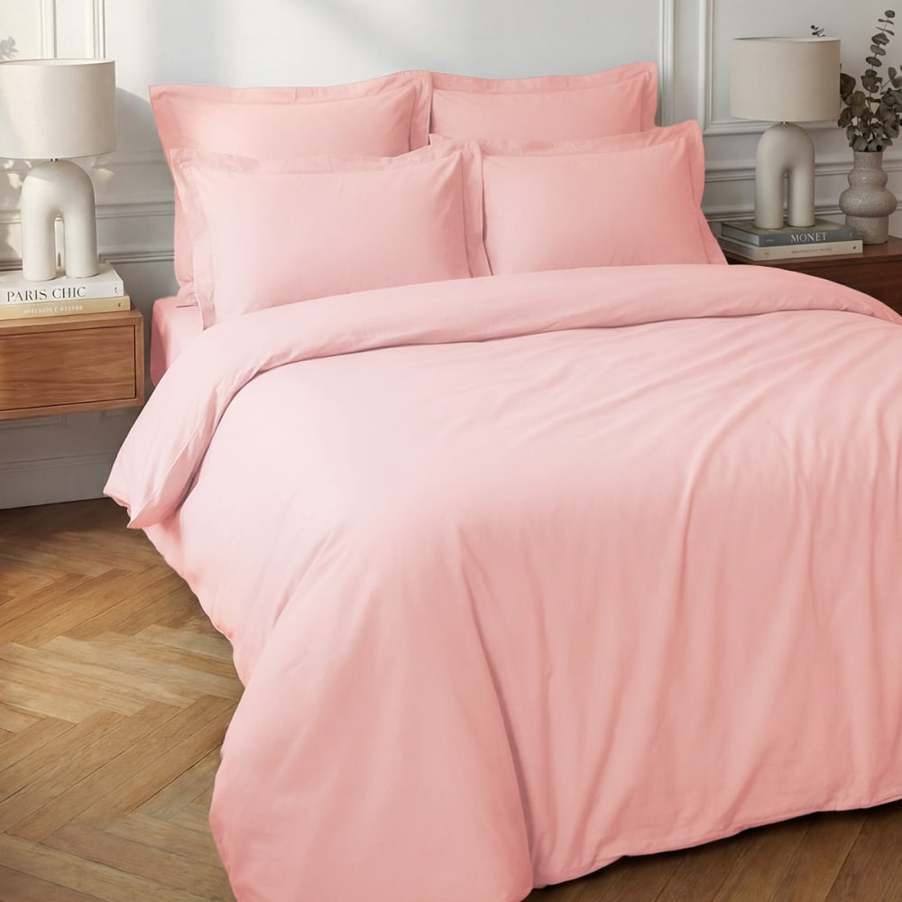 Housse de couette en percale coton  poudre 140x200 cm