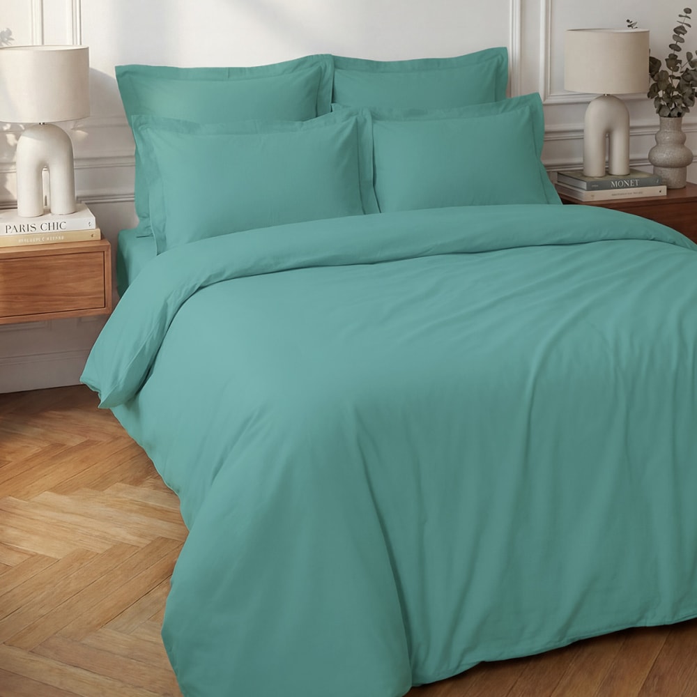 Housse de couette en percale coton  aqua sea 140x200 cm