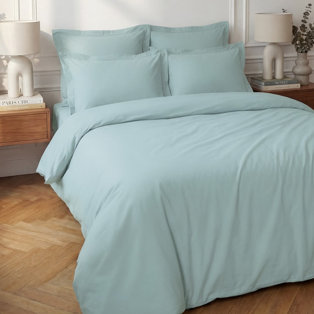 Housse de couette en percale coton  bleu arctic 140x200 cm