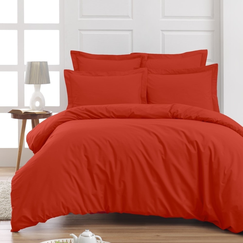 Housse de couette en percale coton terracota 140x200 cm