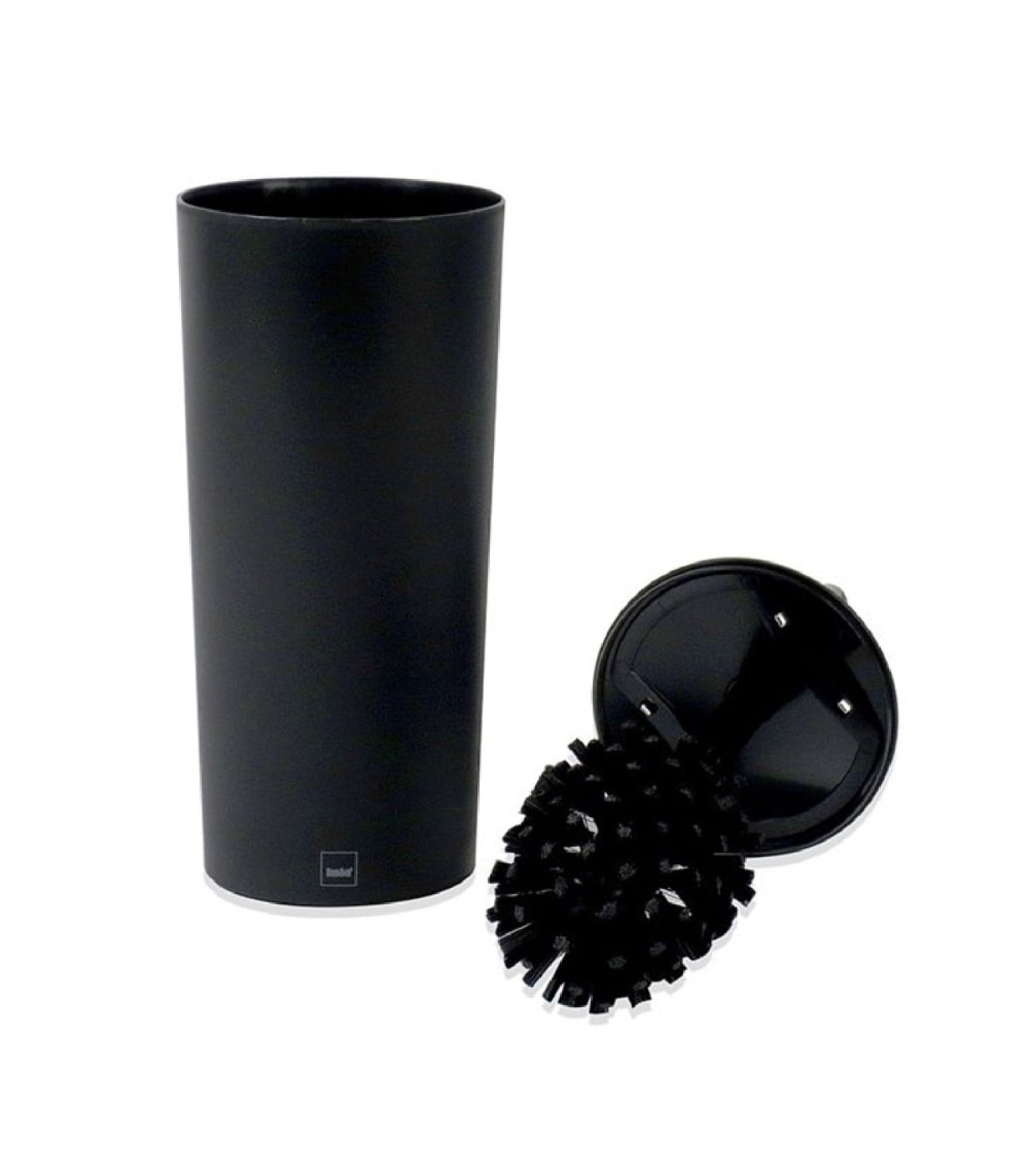 Brosse WC polyester noir mat et manche argenté - Maisons du Monde
