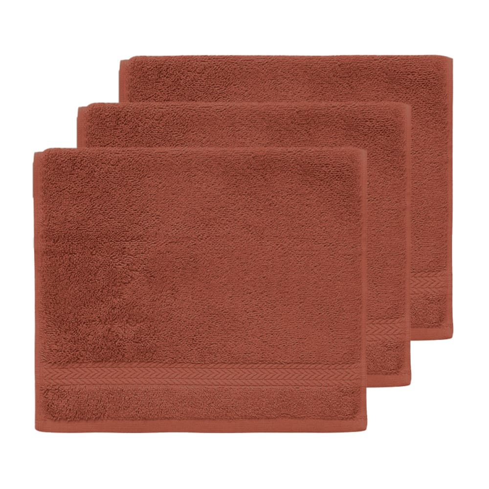 Llot de 3 serviettes invité 550 g/m² terracota 30x50 cm