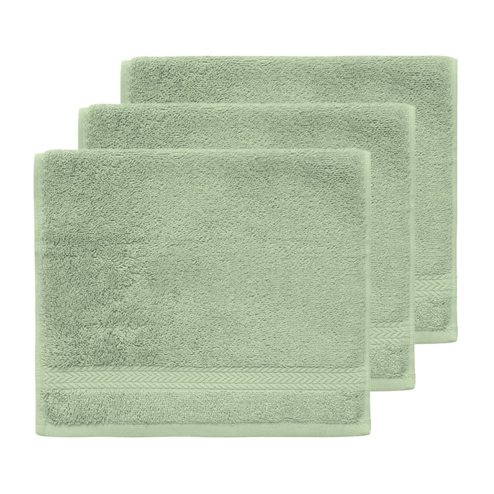 Llot de 3 serviettes invité 550 g/m² sauge 30x50 cm