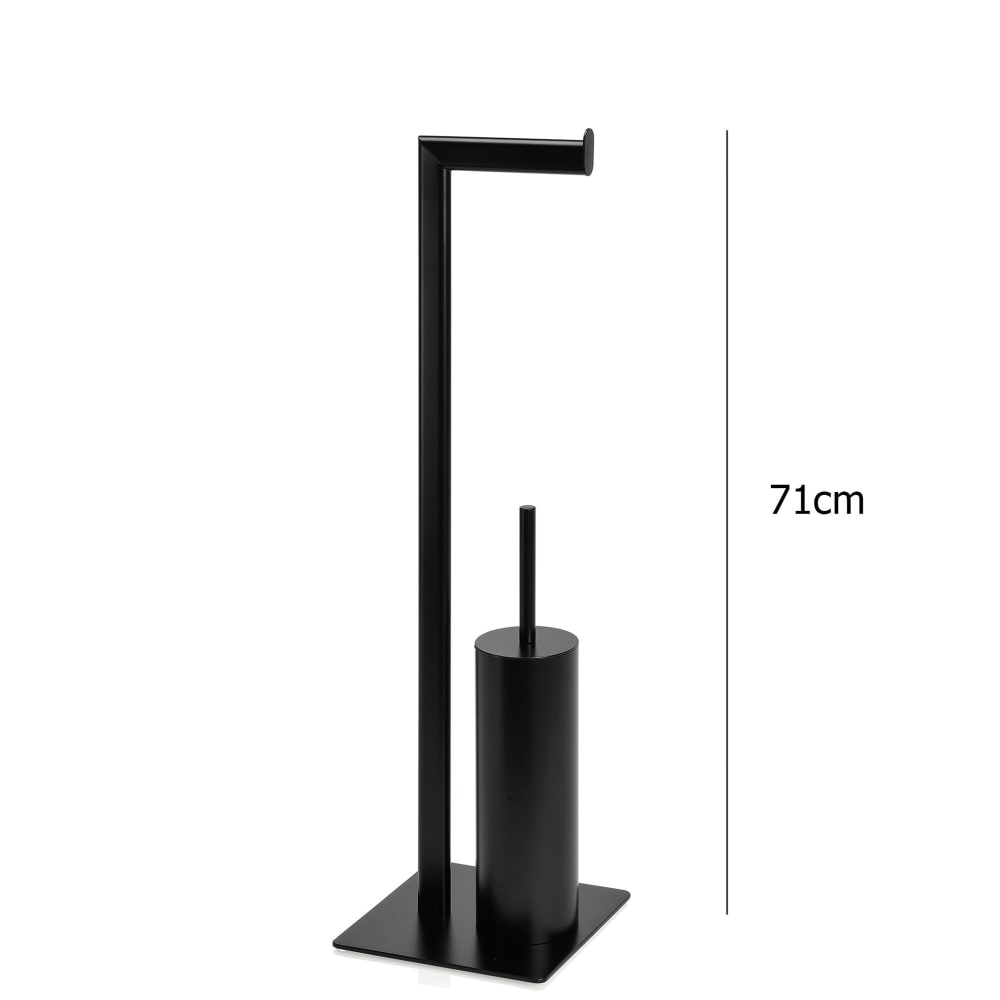 Dérouleur papier toilette + brosse WC en métal noir H71cm - Maisons du Monde