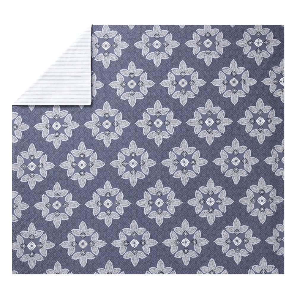 Housse de couette en percale de coton bleu marine 260x240 — vue 4