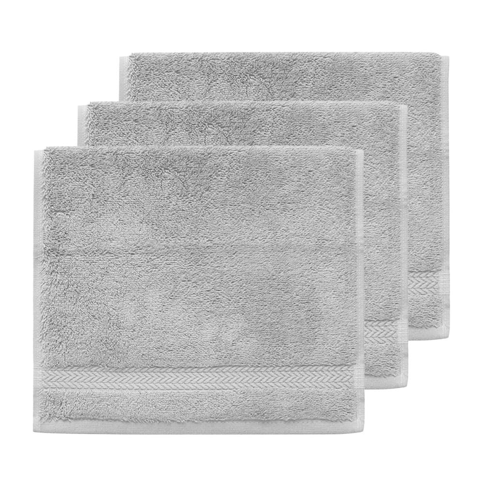 SENSEI MAISON Llot de 3 serviettes invit&eacute; 550 g/m&sup2; gris perle 30x50 cm