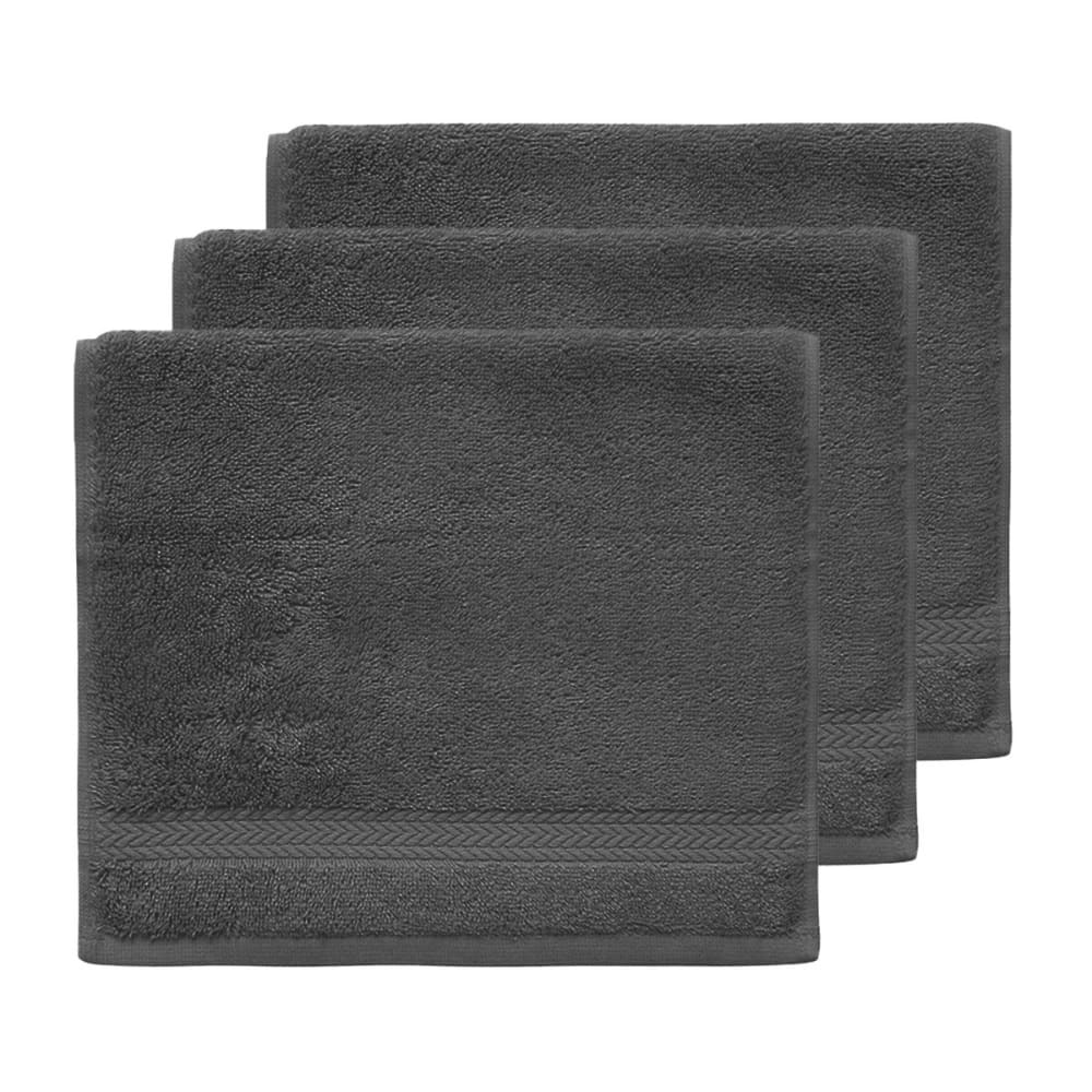 SENSEI MAISON Llot de 3 serviettes invit&eacute; 550 g/m&sup2; anthracite 30x50 cm