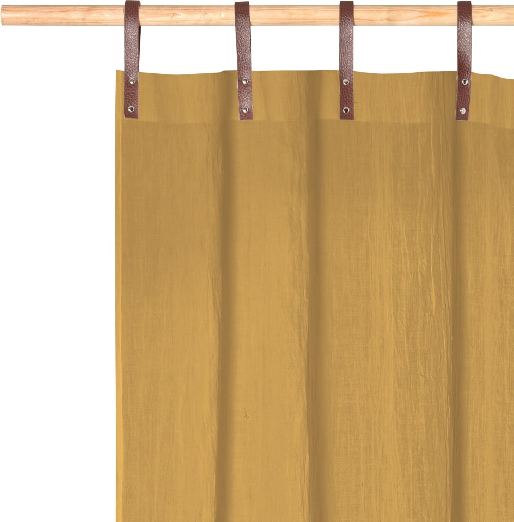 Panneau voilage finition pattes aspect cuir moutarde 245 x 135