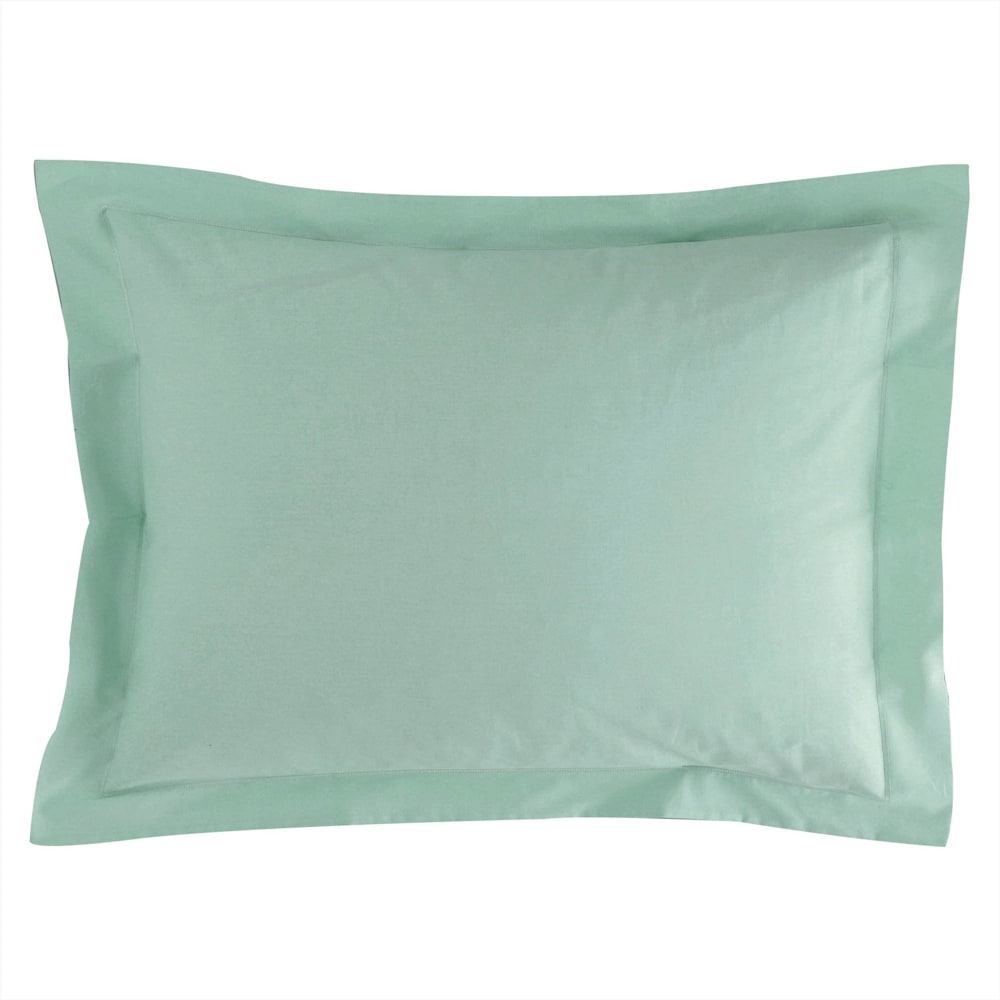 Taie volant en coton vert céladon 63x63cm