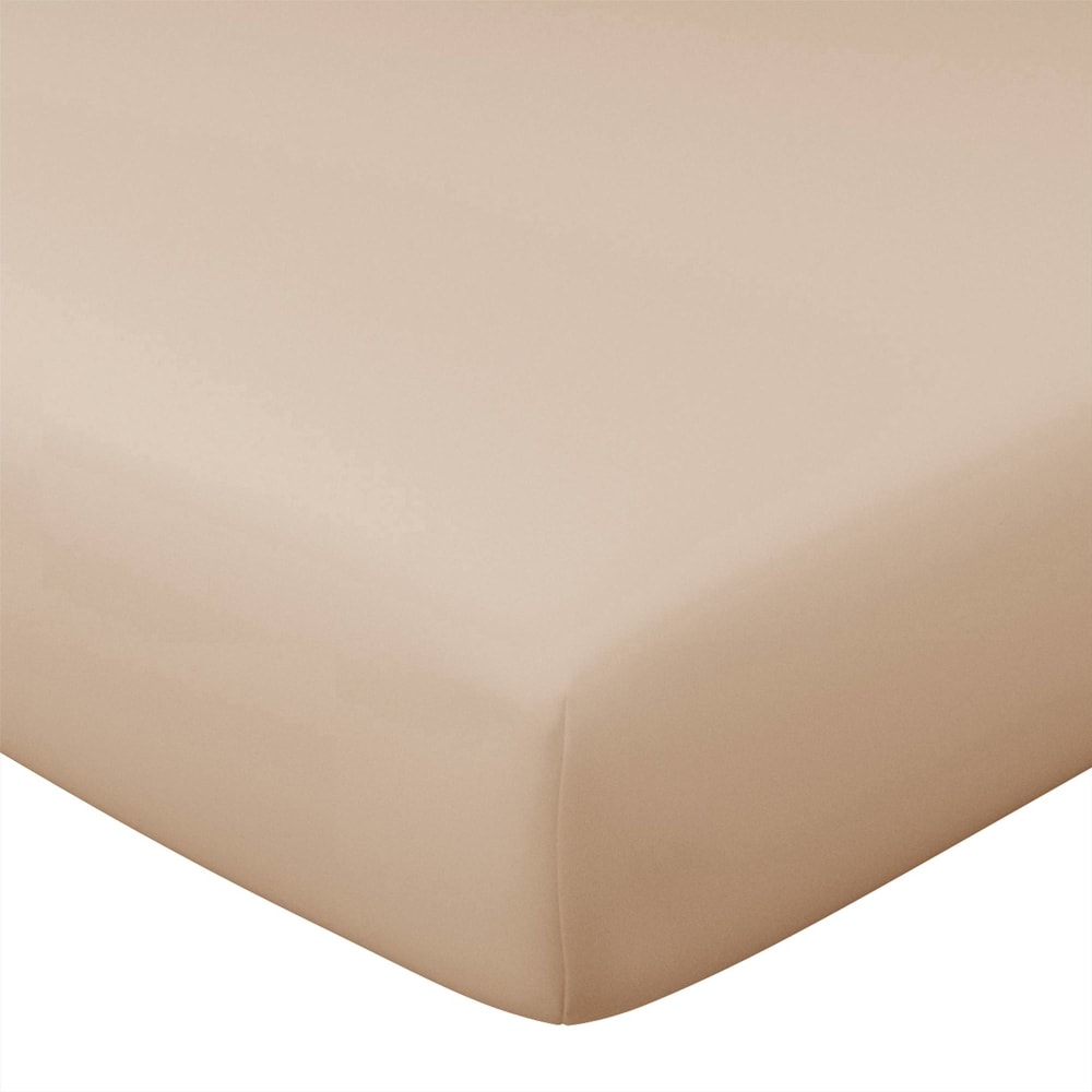 Drap-housse en coton beige sable 160x200x28cm