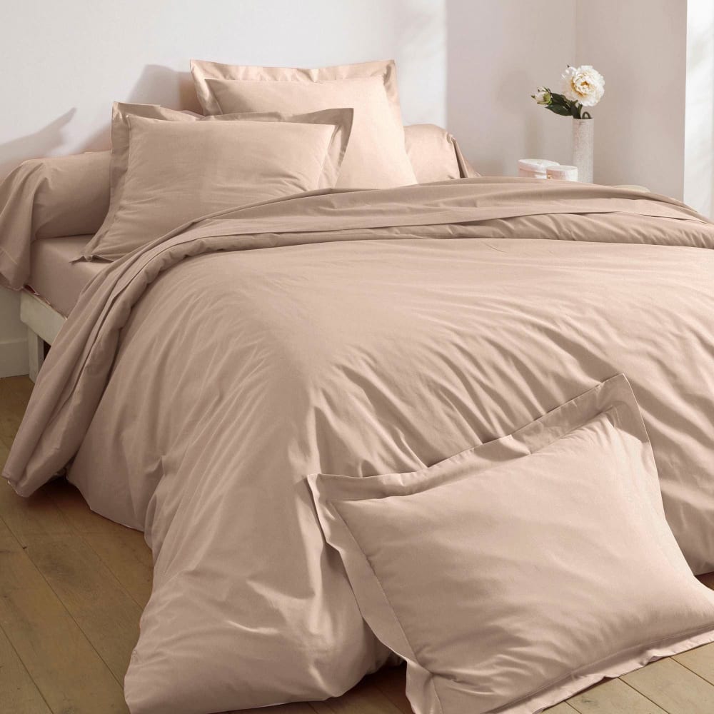 Drap-housse en coton beige sable 160x200x28cm — vue 3