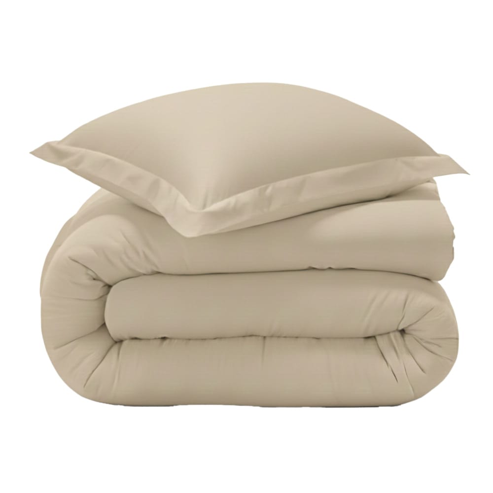 Housse de couette en coton beige sable 200x200cm — vue 4