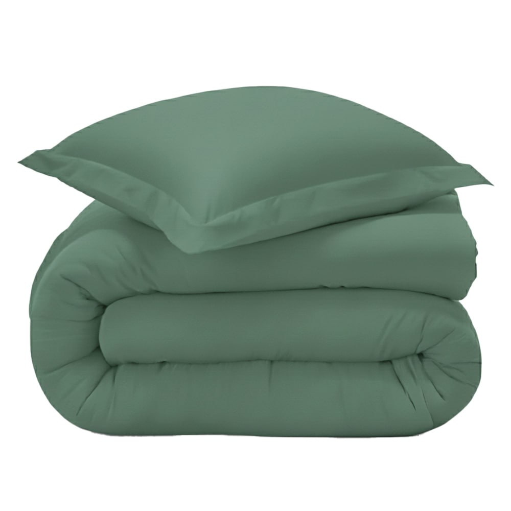 Housse de couette en coton vert eucalyptus 240x220cm — vue 4