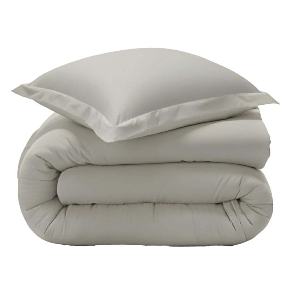 Housse de couette en coton gris brume 200x200cm — vue 4
