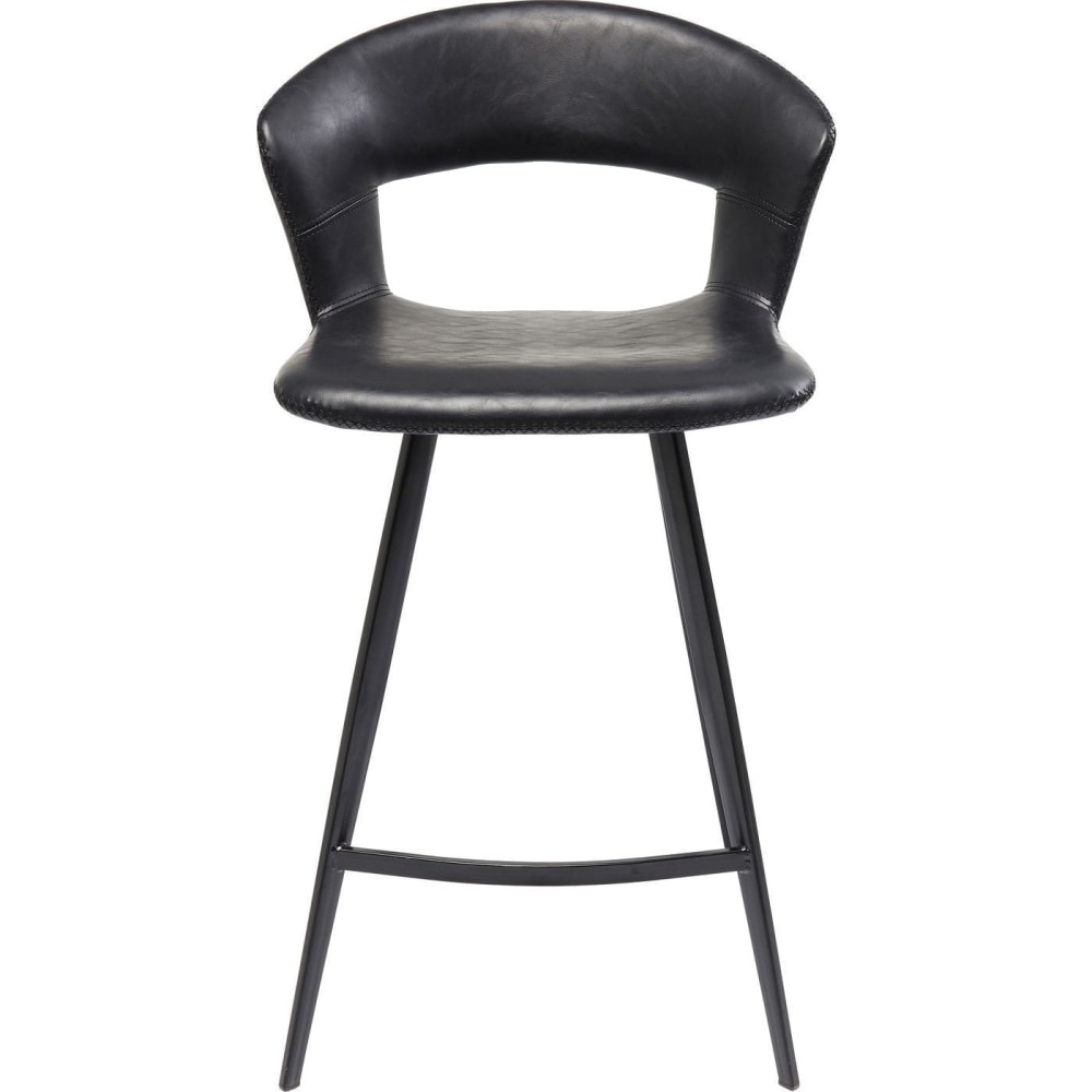 Kare Design Tabouret de bar noir et acier style contemporain Noir Pvc - Poly Chlorure De Vinyle - 53x90x53cm