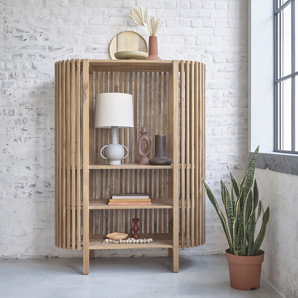 BERAH GETAH Bücherregal aus Teakholz style modern Beige