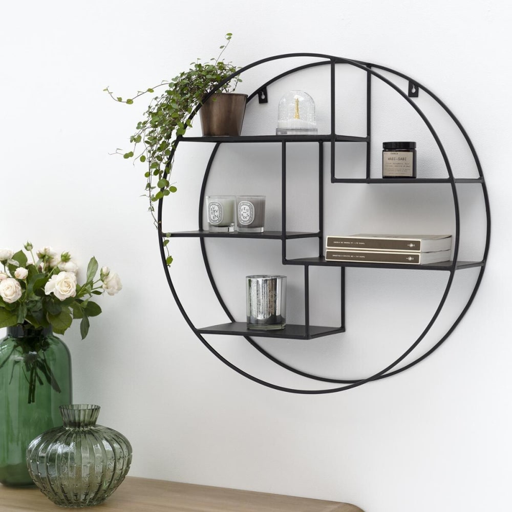 Etagère murale ronde noir D60