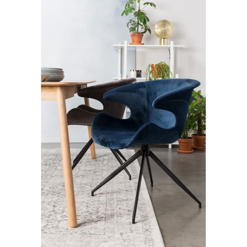 Samt Stuhl in Blau - Maisons Du Monde