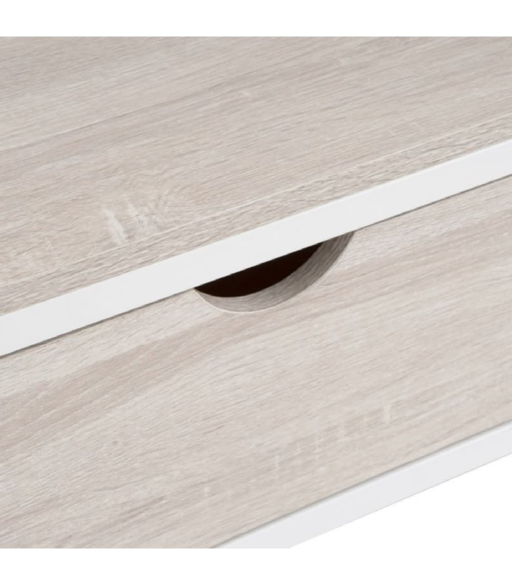Meuble de télévision bois MDF et métal blanc 2 tiroirs - Maisons du Monde