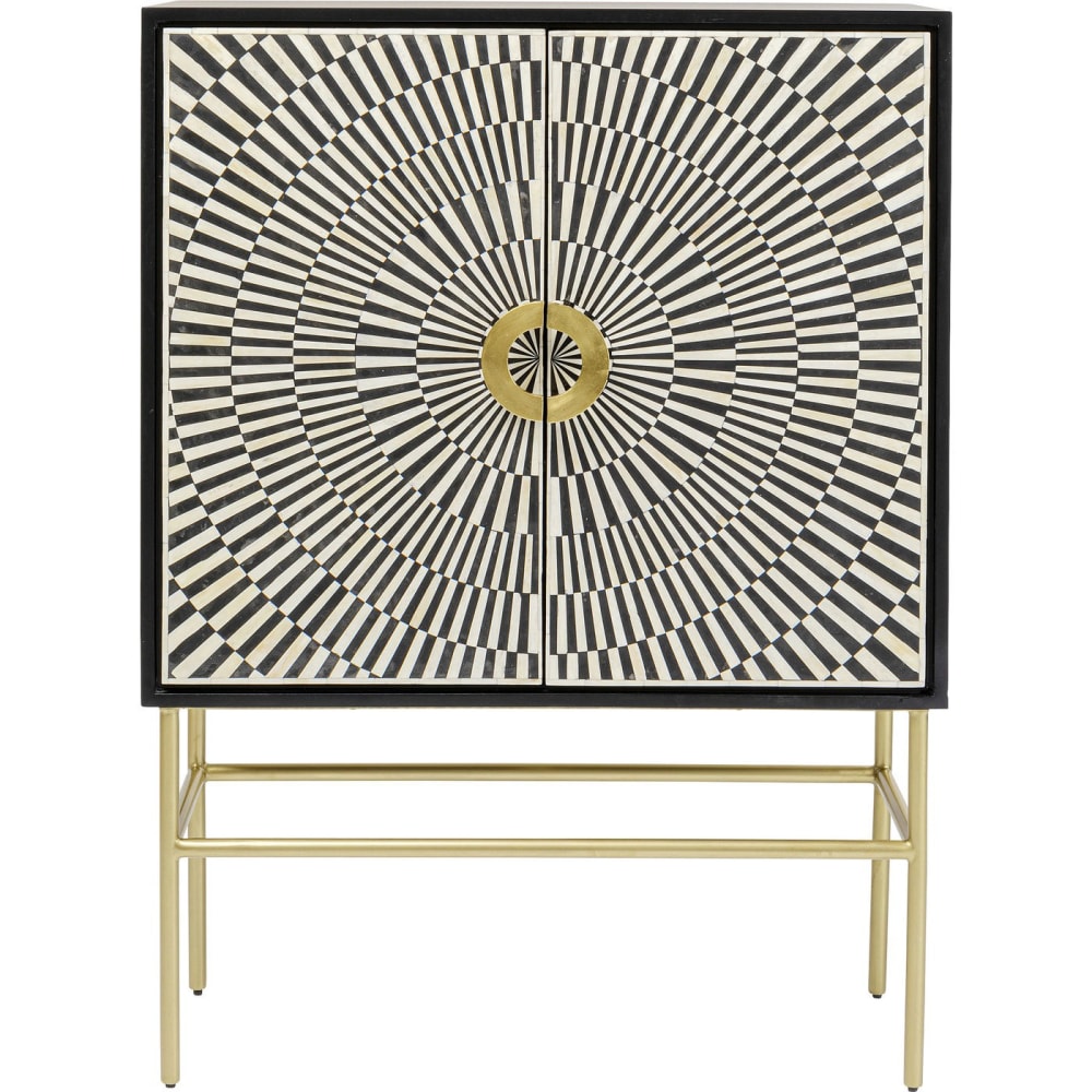 Kare Design Highboard mit 2 Türen aus Holz und Polyresin, schwarz und weiß style modern - Spanplatte