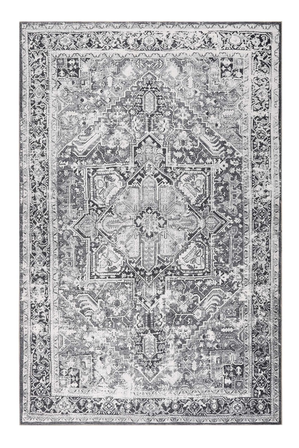 Wecon Home Gewebter Mehrfarben-Teppich mit Berber-Inspiration 190x130 style vintage Grau Öko-Tex Zertifikat Baumwolle