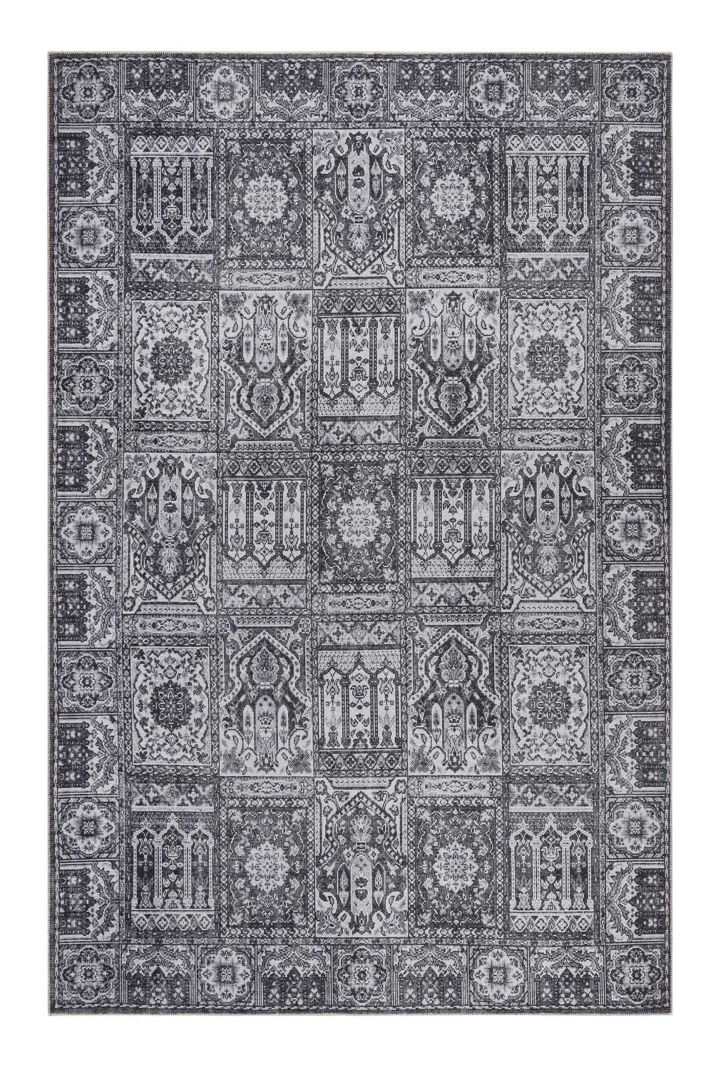 Wecon Home Gewebter Mehrfarben-Teppich mit Berber-Inspiration 170x120 style vintage Grau Öko-Tex Zertifikat Baumwolle
