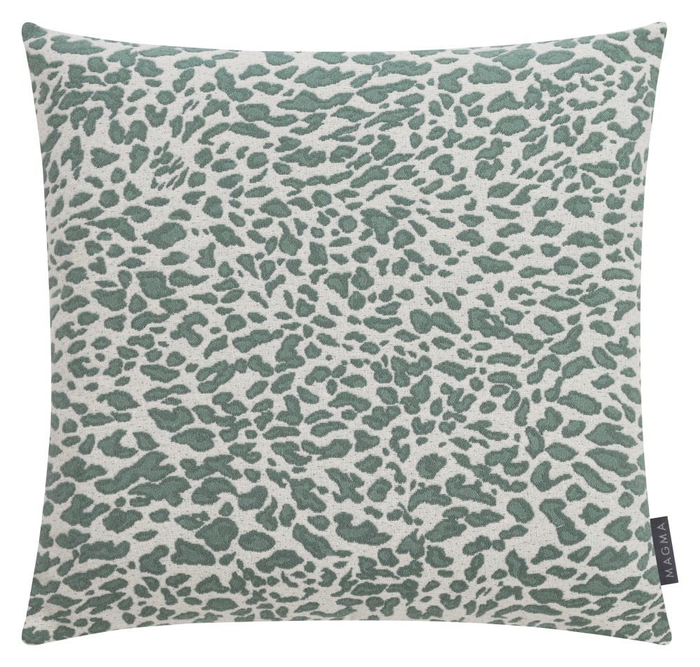 Housse de coussin jacquard motif léopard jade 50x50