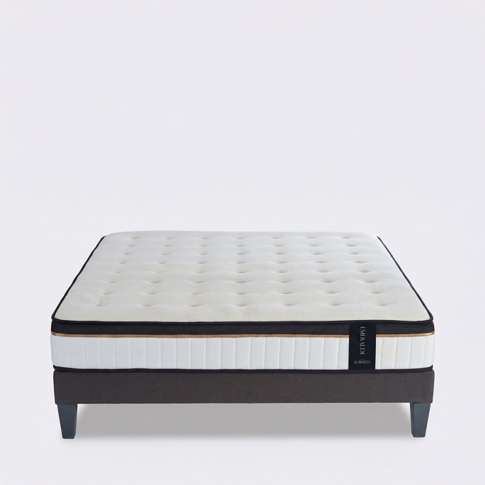 Ensemble matelas mémoire h24 sommier gris 160x200